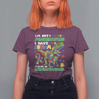 Funny Autism Awareness Dinosaur T Shirt For Women I'm Not Misbehaving I Have Autism Please Be Understanding