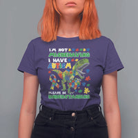 Funny Autism Awareness Dinosaur T Shirt For Women I'm Not Misbehaving I Have Autism Please Be Understanding