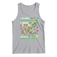 Funny Autism Awareness Dinosaur Tank Top I'm Not Misbehaving I Have Autism Please Be Understanding
