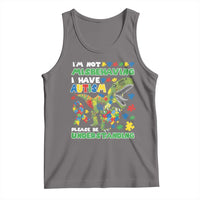 Funny Autism Awareness Dinosaur Tank Top I'm Not Misbehaving I Have Autism Please Be Understanding