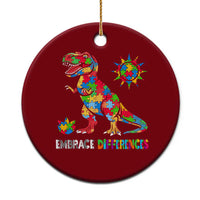 Funny Autism Awareness Embrace Differences Ceramic Ornament Puzzle Dinosaur