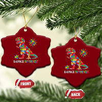Funny Autism Awareness Embrace Differences Ceramic Ornament Puzzle Dinosaur