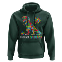 Funny Autism Awareness Embrace Differences Hoodie Puzzle Dinosaur