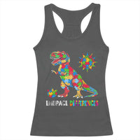 Funny Autism Awareness Embrace Differences Racerback Tank Top Puzzle Dinosaur