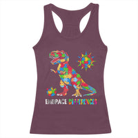 Funny Autism Awareness Embrace Differences Racerback Tank Top Puzzle Dinosaur