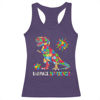 Funny Autism Awareness Embrace Differences Racerback Tank Top Puzzle Dinosaur