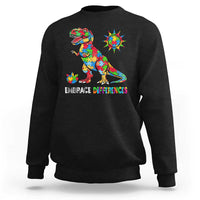 Funny Autism Awareness Embrace Differences Sweatshirt Puzzle Dinosaur