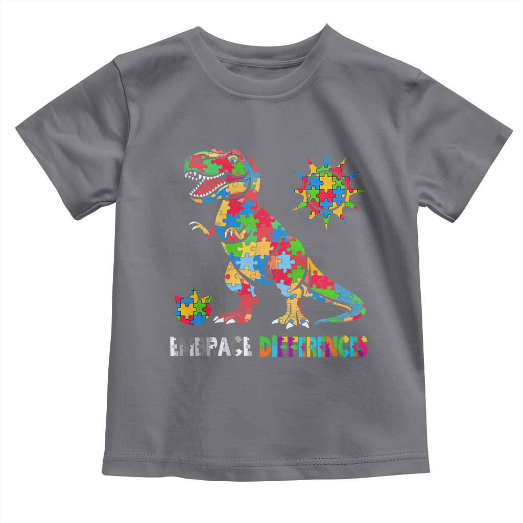 Funny Autism Awareness Embrace Differences Toddler T Shirt Puzzle Dinosaur