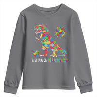 Funny Autism Awareness Embrace Differences Youth Sweatshirt Puzzle Dinosaur