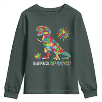 Funny Autism Awareness Embrace Differences Youth Sweatshirt Puzzle Dinosaur