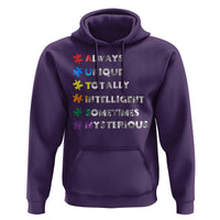 Funny Autism Awareness Hoodie Always Unique Totally Intelligent Sometimes Mysterious