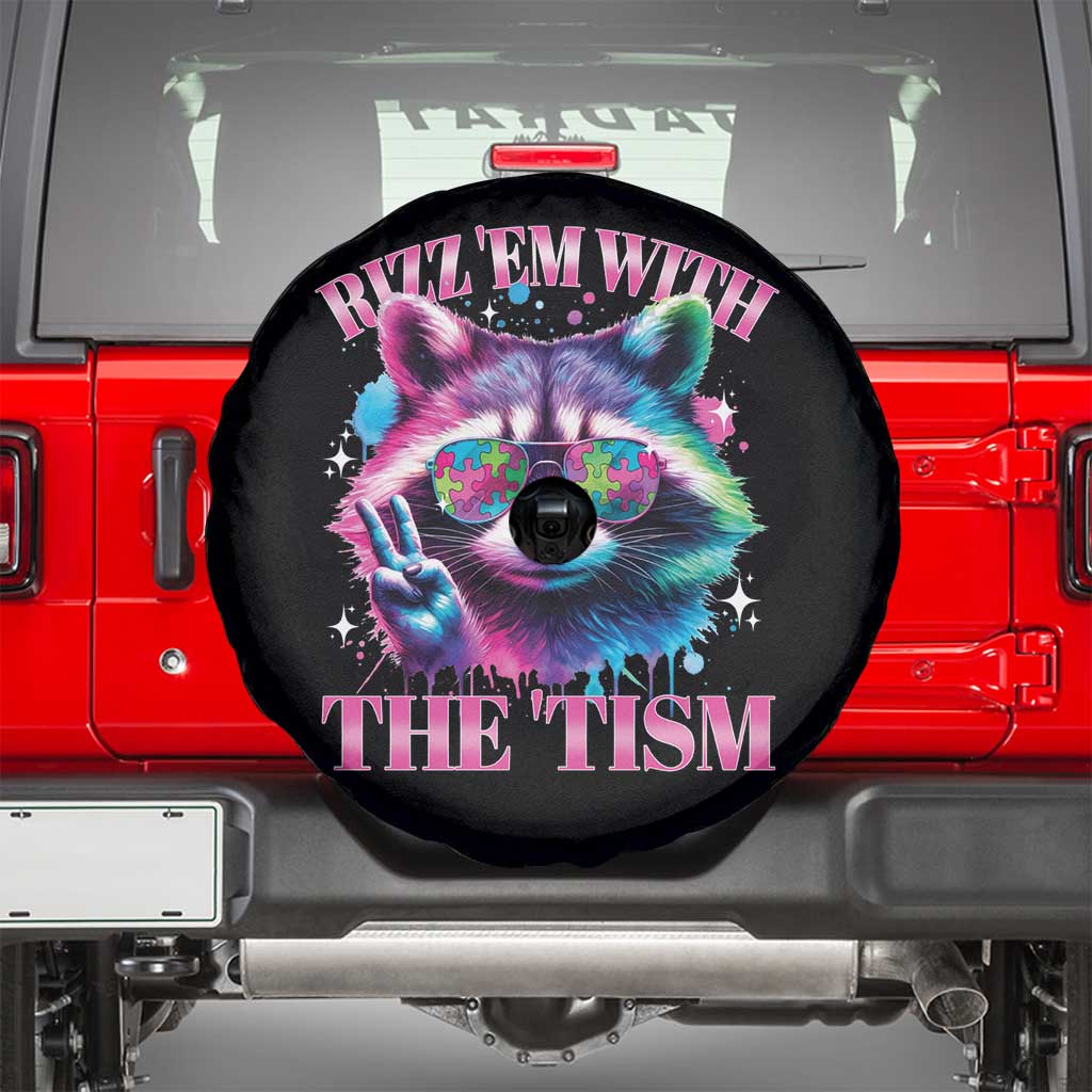 Funny Autism Awareness Racoon Spare Tire Cover Rizz Em With The Tism Meme Autistic