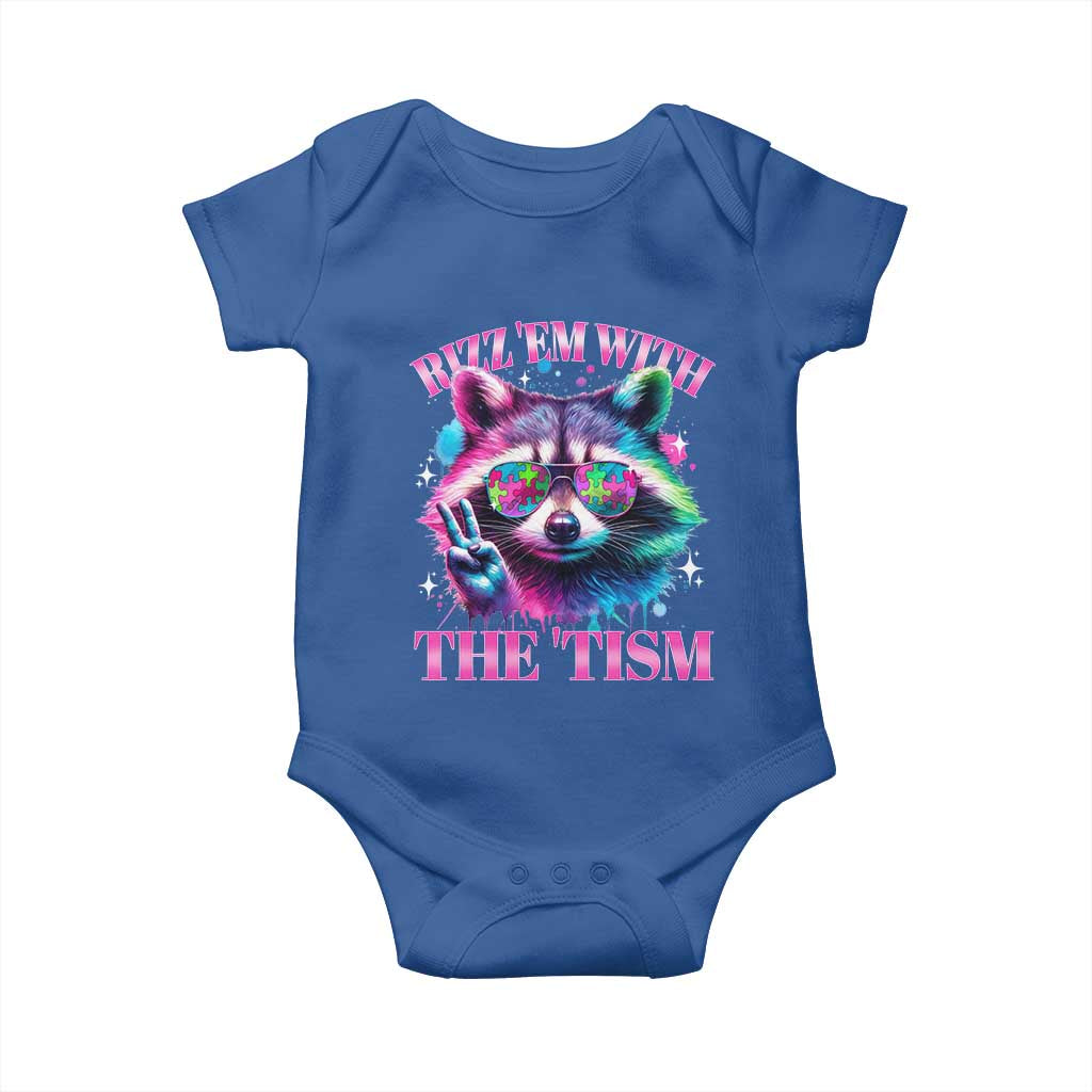 Funny Autism Awareness Racoon Baby Onesie Rizz Em With The Tism Meme Autistic