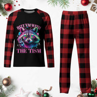 Funny Autism Awareness Racoon Plaid Pajama Set Rizz Em With The Tism Meme Autistic