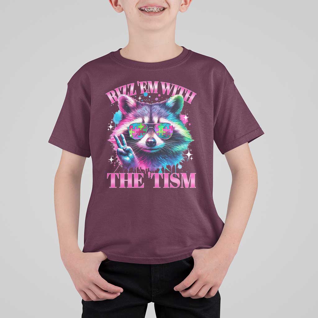 Funny Autism Awareness Racoon T Shirt For Kid Rizz Em With The Tism Meme Autistic
