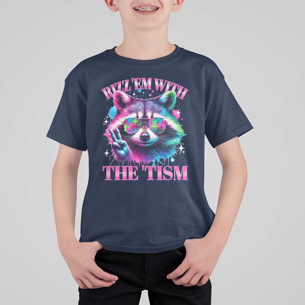 Funny Autism Awareness Racoon T Shirt For Kid Rizz Em With The Tism Meme Autistic