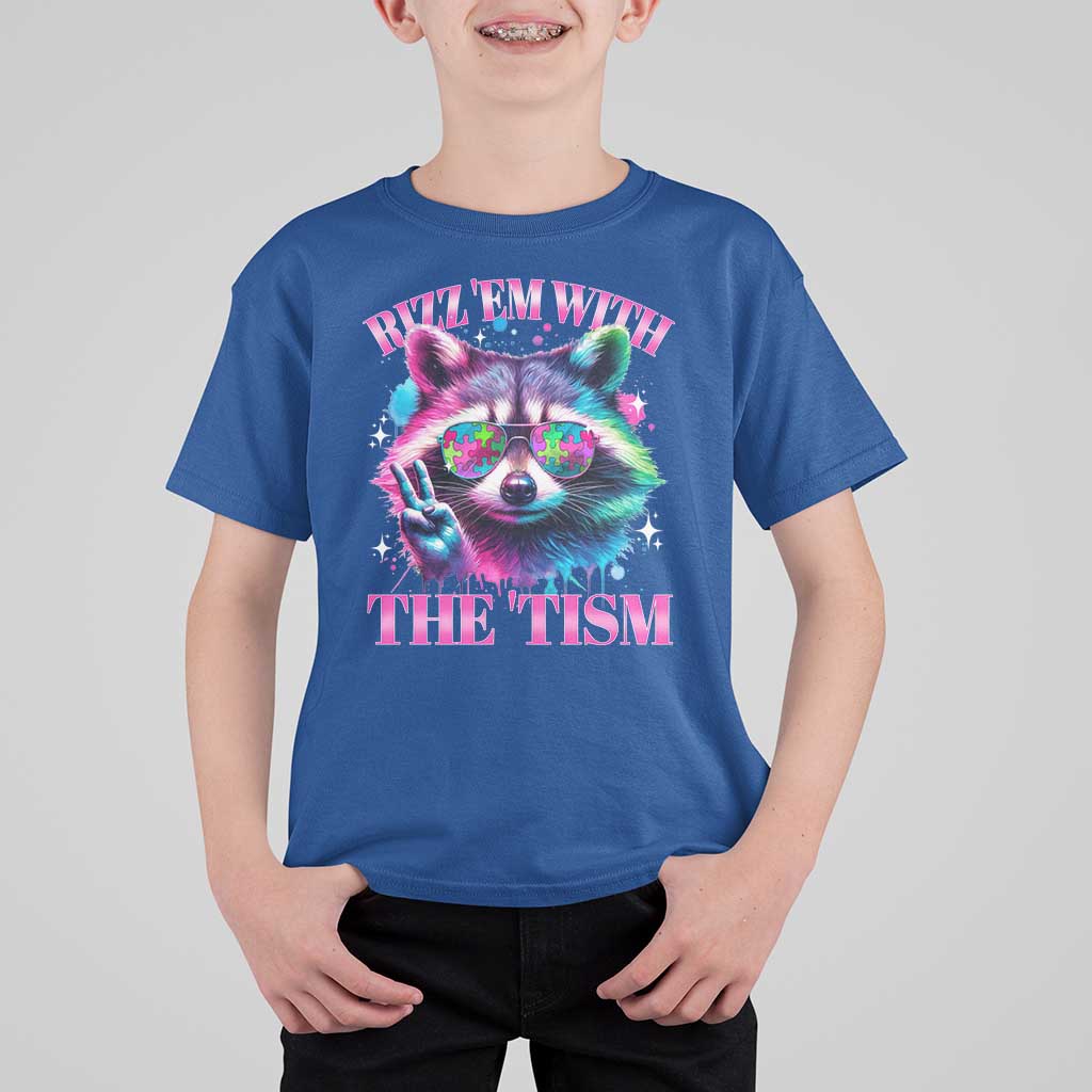 Funny Autism Awareness Racoon T Shirt For Kid Rizz Em With The Tism Meme Autistic