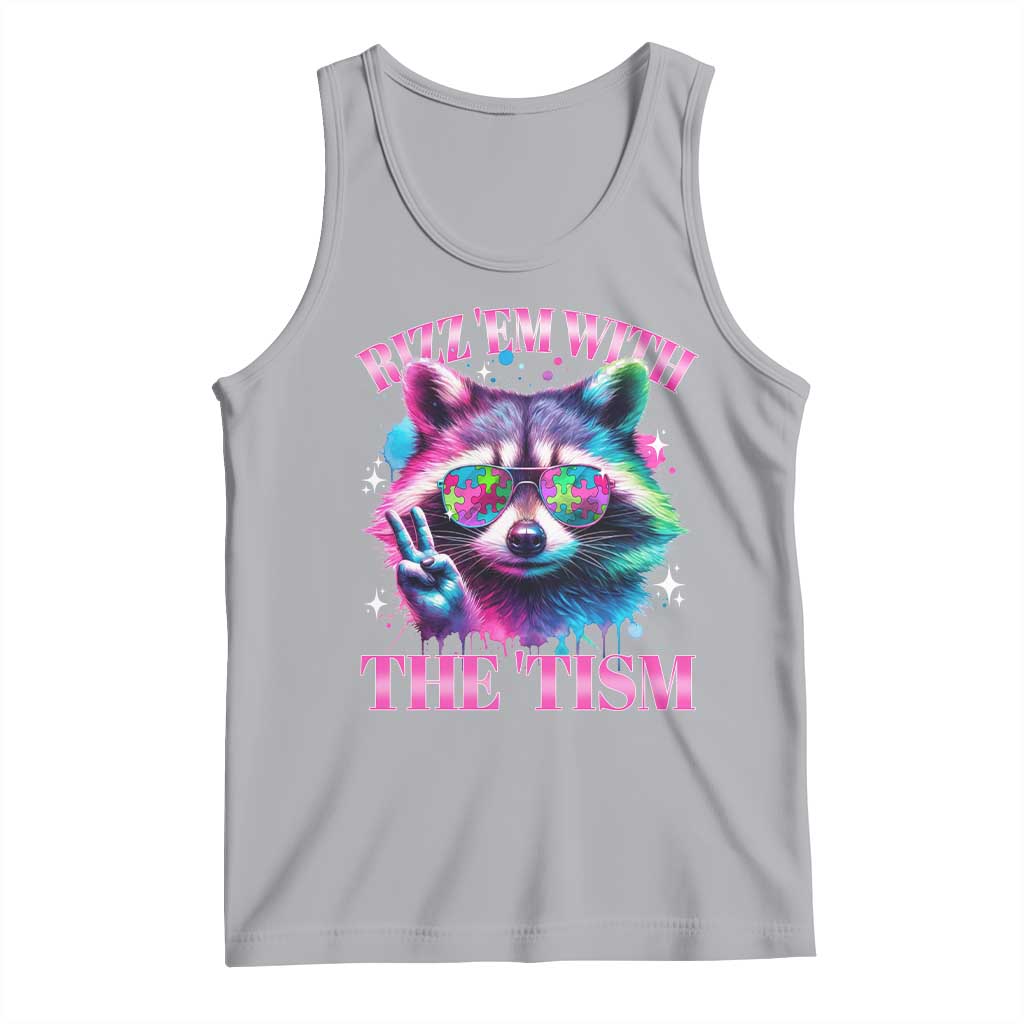 Funny Autism Awareness Racoon Tank Top Rizz Em With The Tism Meme Autistic