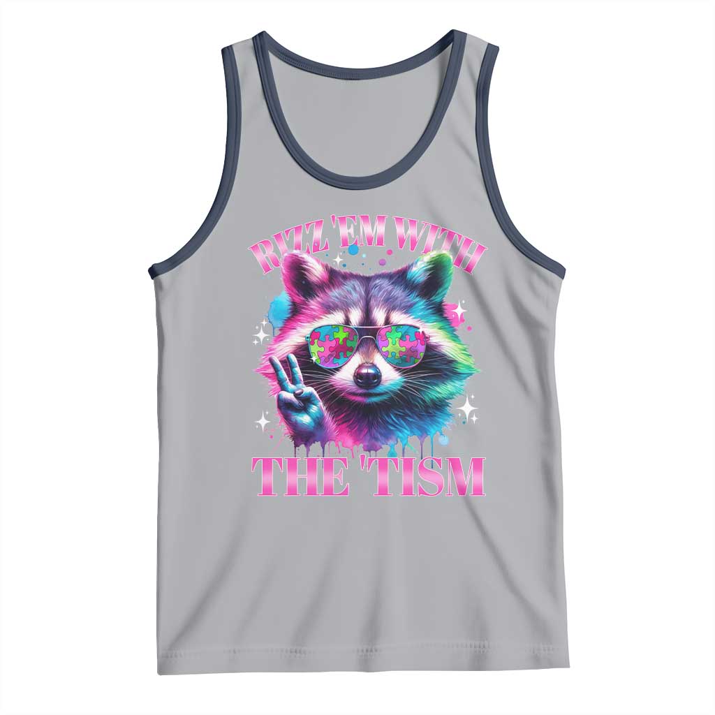 Funny Autism Awareness Racoon Tank Top Rizz Em With The Tism Meme Autistic