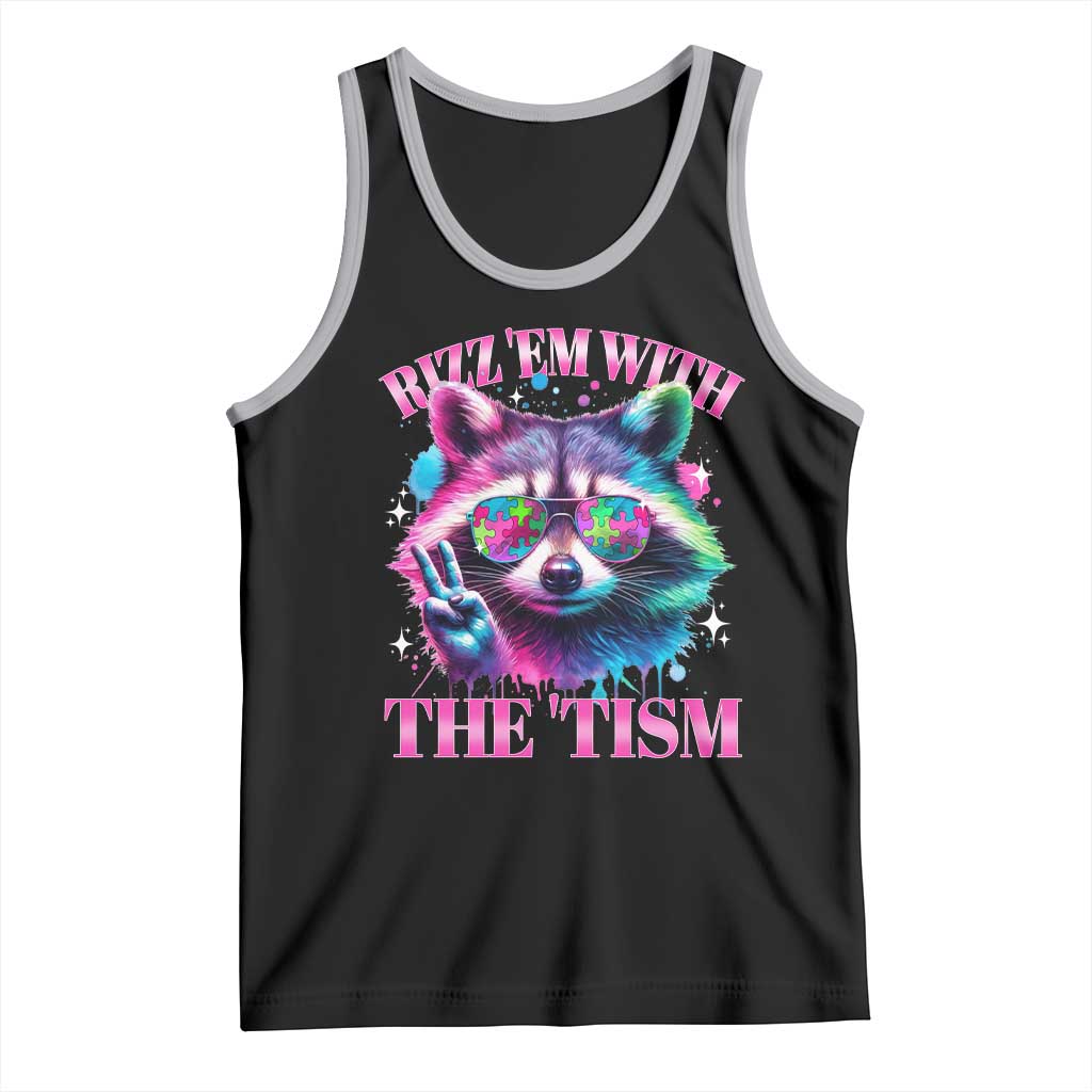 Funny Autism Awareness Racoon Tank Top Rizz Em With The Tism Meme Autistic