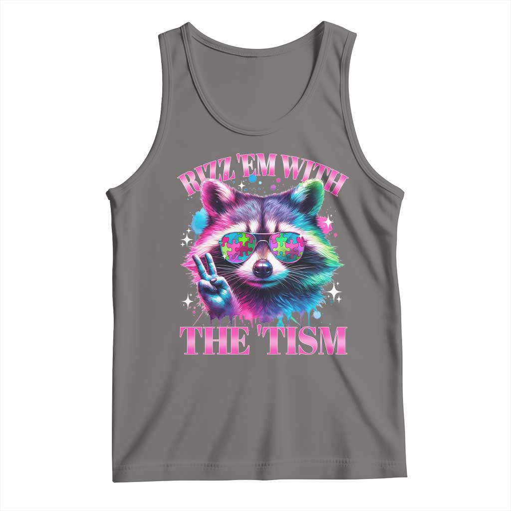 Funny Autism Awareness Racoon Tank Top Rizz Em With The Tism Meme Autistic