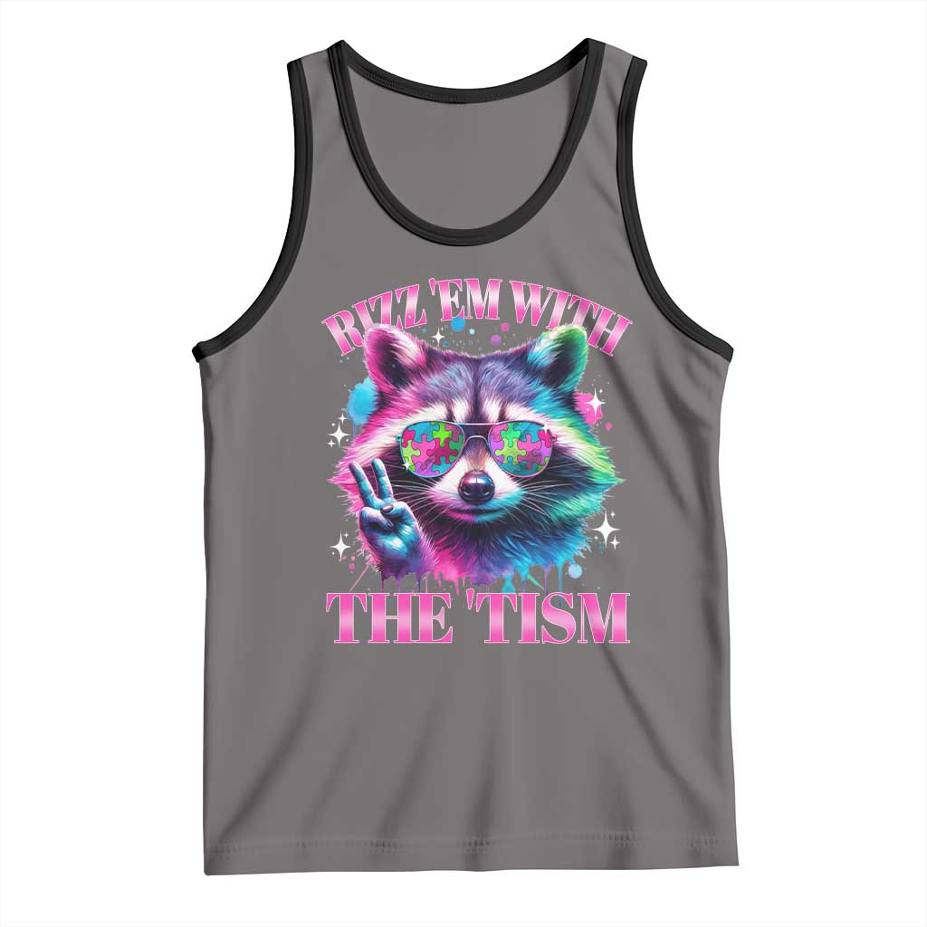 Funny Autism Awareness Racoon Tank Top Rizz Em With The Tism Meme Autistic
