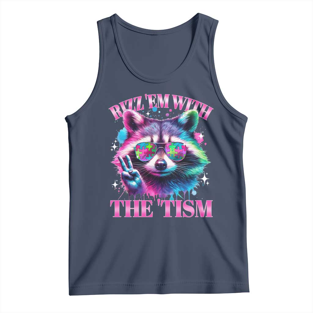 Funny Autism Awareness Racoon Tank Top Rizz Em With The Tism Meme Autistic