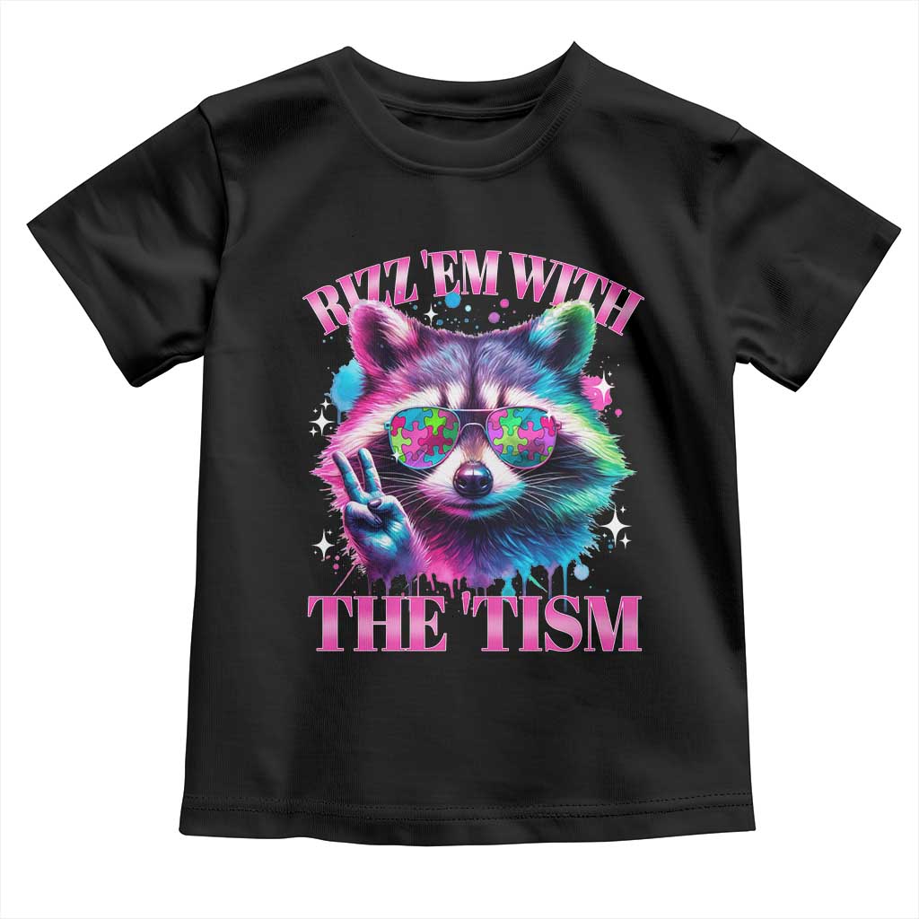 Funny Autism Awareness Racoon Toddler T Shirt Rizz Em With The Tism Meme Autistic