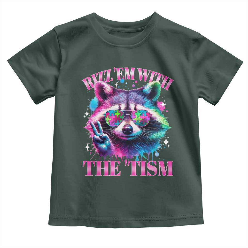 Funny Autism Awareness Racoon Toddler T Shirt Rizz Em With The Tism Meme Autistic