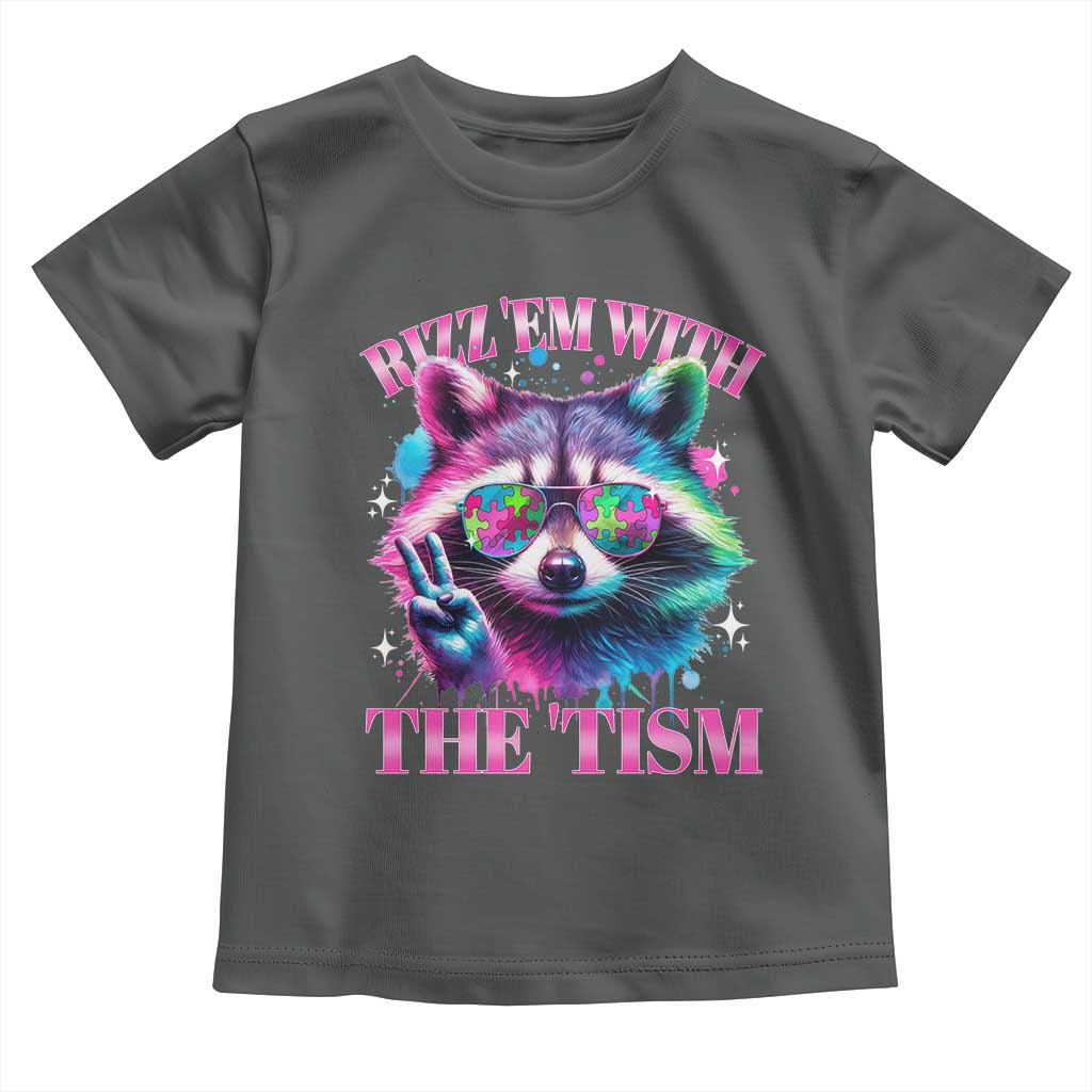 Funny Autism Awareness Racoon Toddler T Shirt Rizz Em With The Tism Meme Autistic