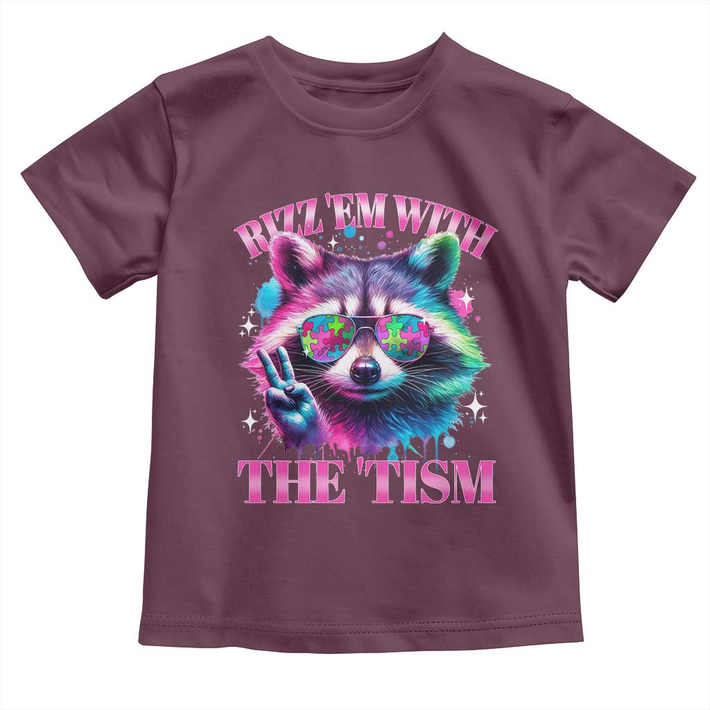 Funny Autism Awareness Racoon Toddler T Shirt Rizz Em With The Tism Meme Autistic
