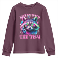 Funny Autism Awareness Racoon Youth Sweatshirt Rizz Em With The Tism Meme Autistic