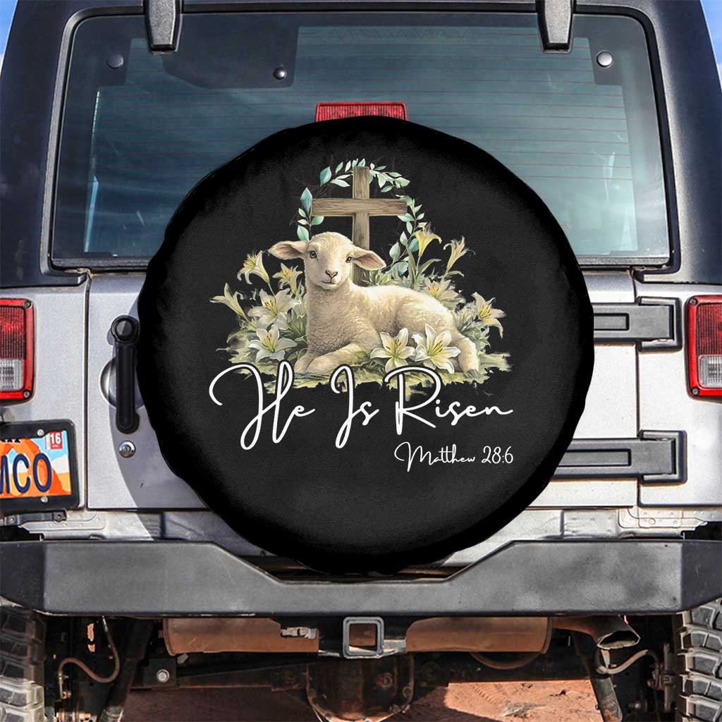 He Is Risen Spare Tire Cover Christian Religious Easter Day Bible Verse Sheep