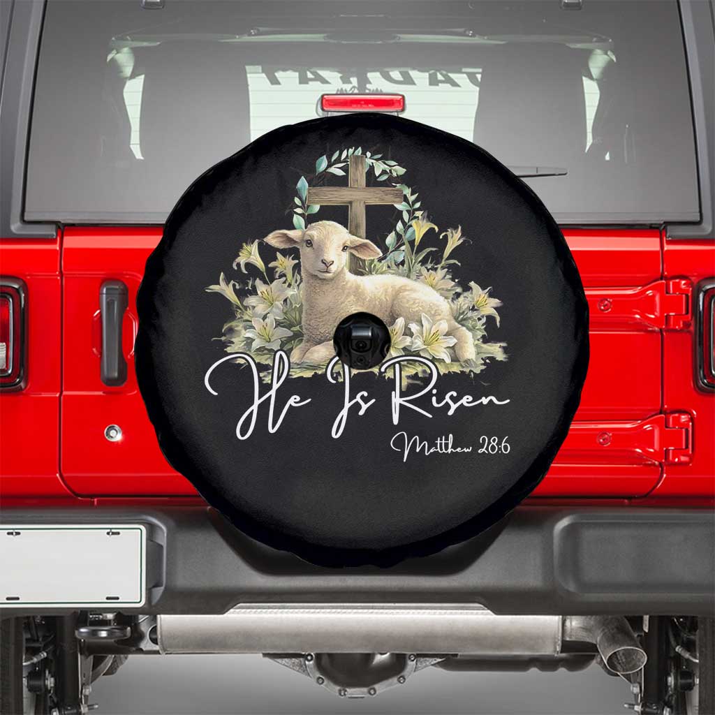 He Is Risen Spare Tire Cover Christian Religious Easter Day Bible Verse Sheep