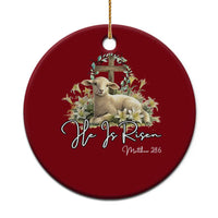 He Is Risen Ceramic Ornament Christian Religious Easter Day Bible Verse Sheep - Wonder Print Shop