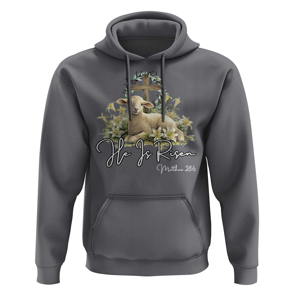 He Is Risen Hoodie Christian Religious Easter Day Bible Verse Sheep