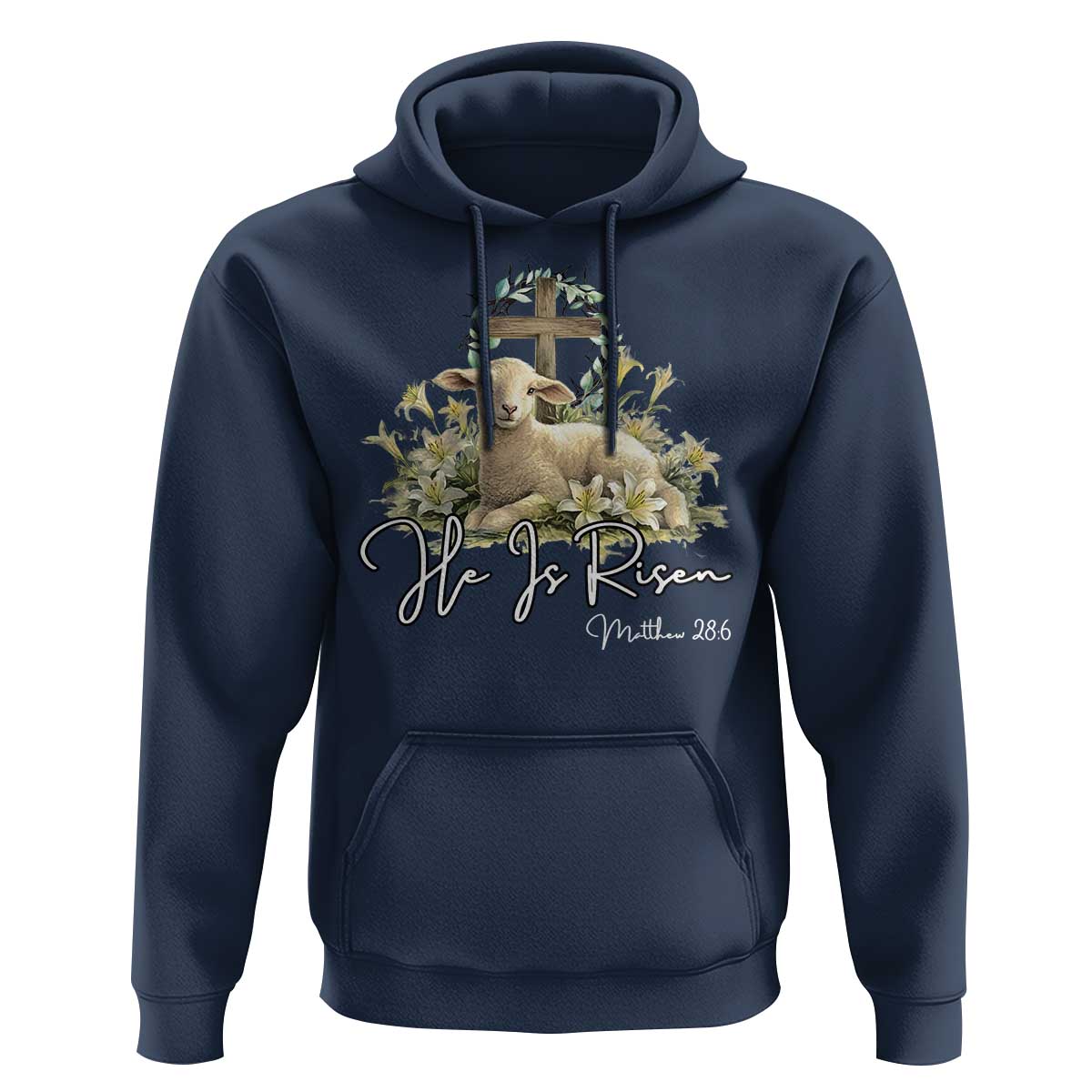 He Is Risen Hoodie Christian Religious Easter Day Bible Verse Sheep