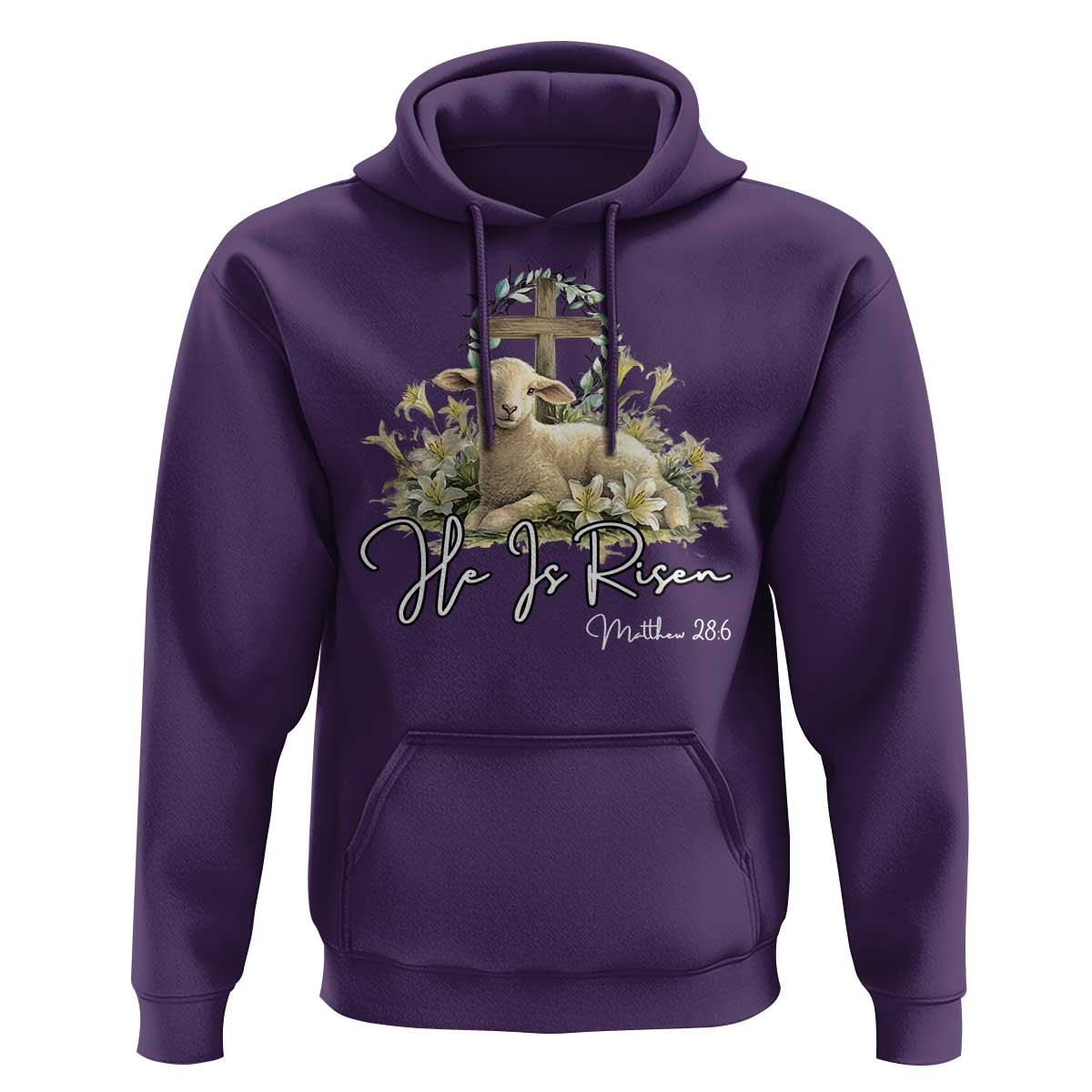 He Is Risen Hoodie Christian Religious Easter Day Bible Verse Sheep