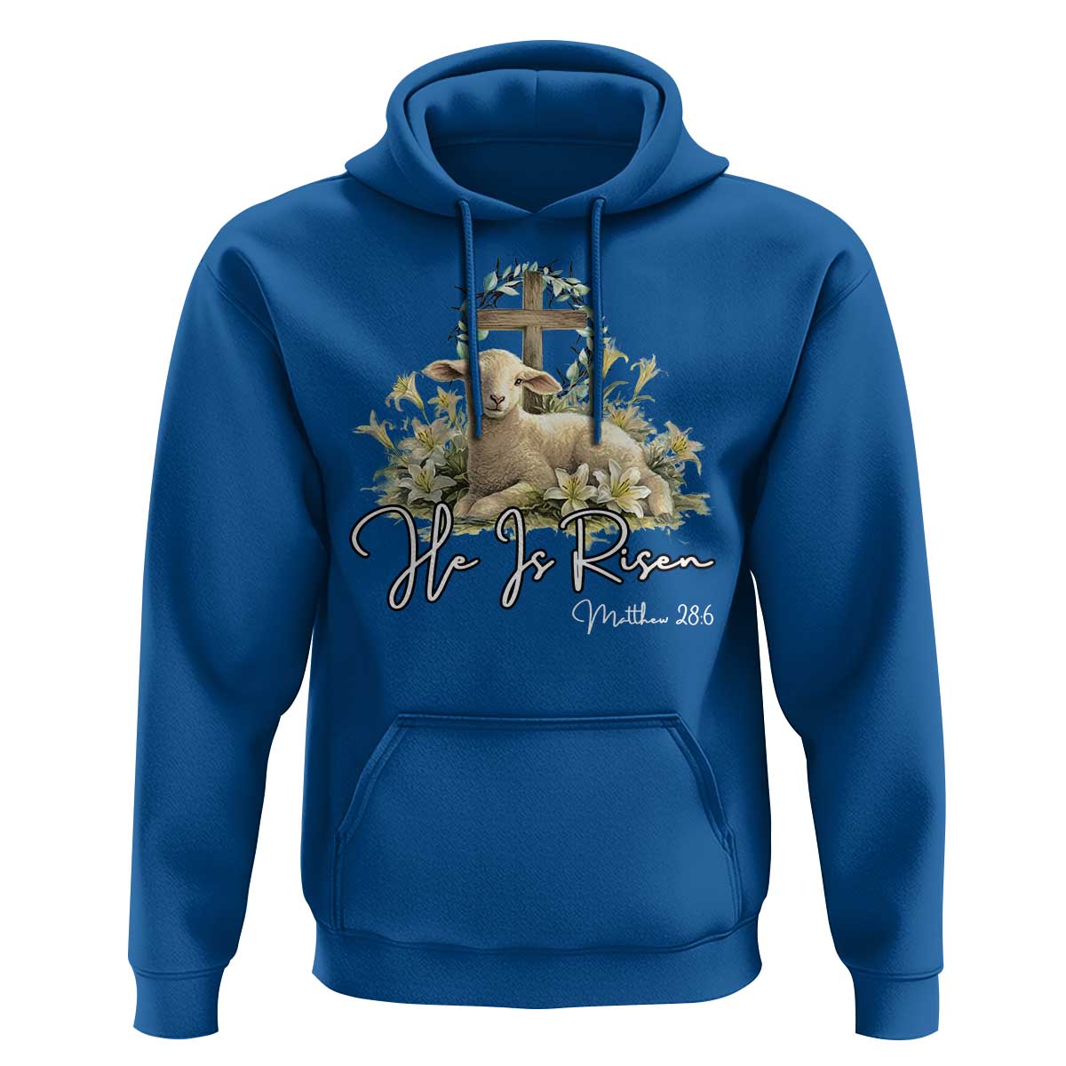 He Is Risen Hoodie Christian Religious Easter Day Bible Verse Sheep