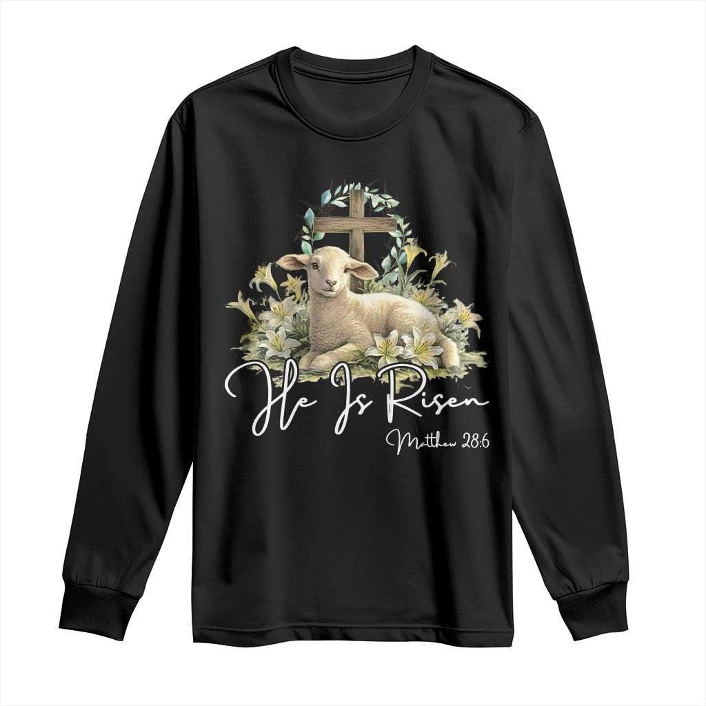He Is Risen Long Sleeve Shirt Christian Religious Easter Day Bible Verse Sheep