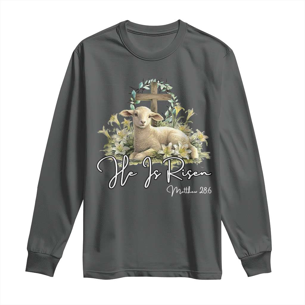 He Is Risen Long Sleeve Shirt Christian Religious Easter Day Bible Verse Sheep