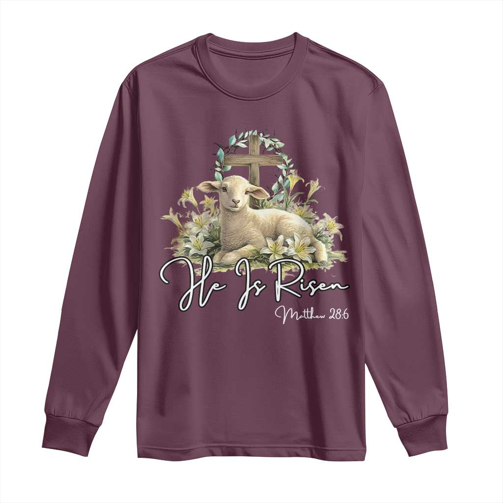 He Is Risen Long Sleeve Shirt Christian Religious Easter Day Bible Verse Sheep