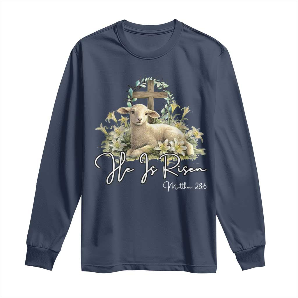 He Is Risen Long Sleeve Shirt Christian Religious Easter Day Bible Verse Sheep