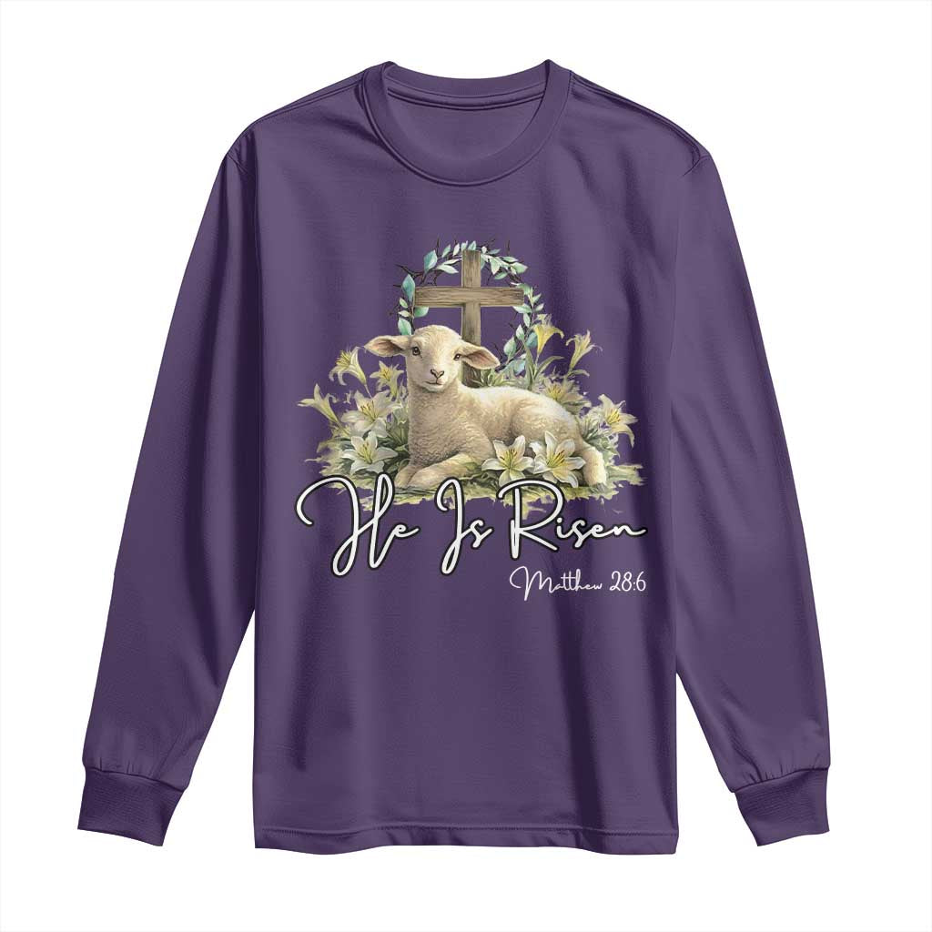 He Is Risen Long Sleeve Shirt Christian Religious Easter Day Bible Verse Sheep