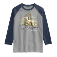 He Is Risen Raglan Shirt Christian Religious Easter Day Bible Verse Sheep