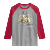 He Is Risen Raglan Shirt Christian Religious Easter Day Bible Verse Sheep