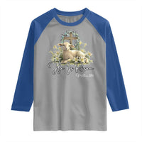 He Is Risen Raglan Shirt Christian Religious Easter Day Bible Verse Sheep