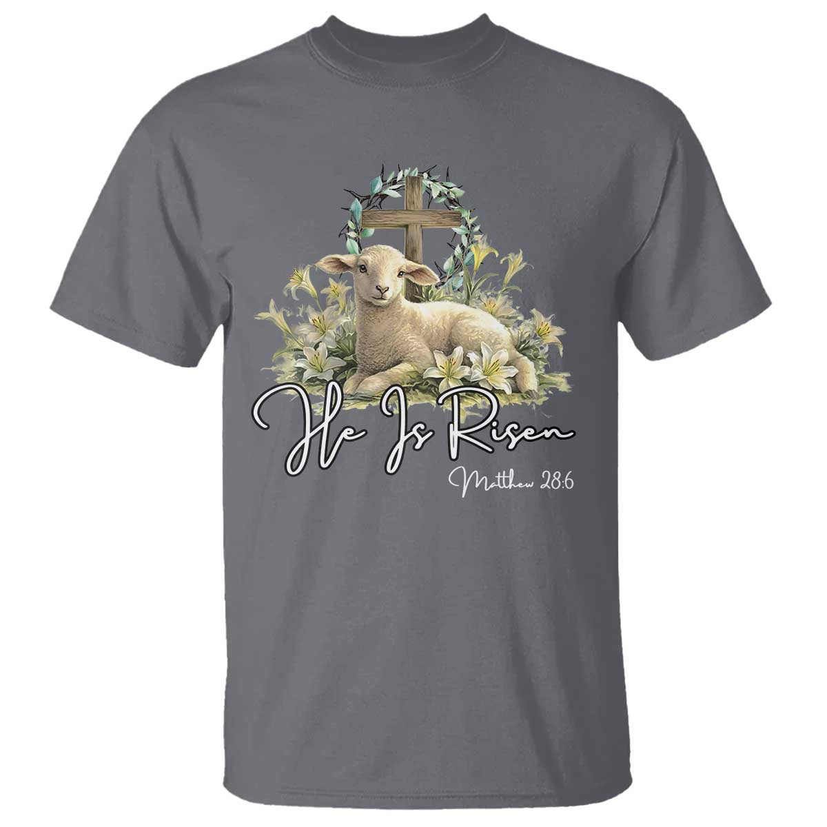 He Is Risen T Shirt Christian Religious Easter Day Bible Verse Sheep