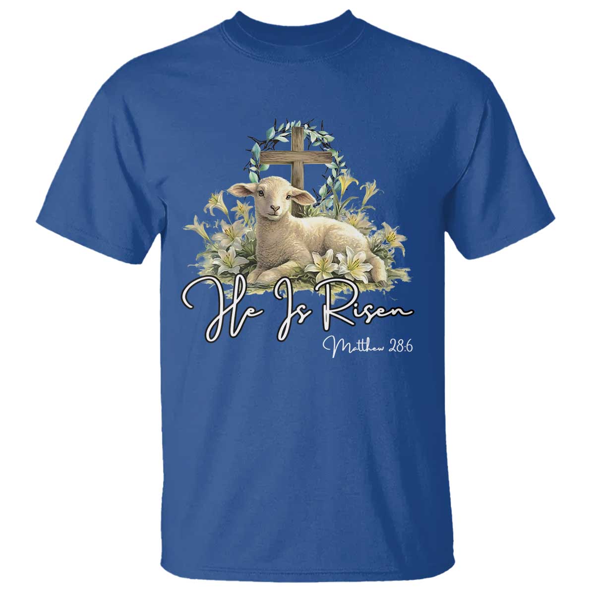He Is Risen T Shirt Christian Religious Easter Day Bible Verse Sheep