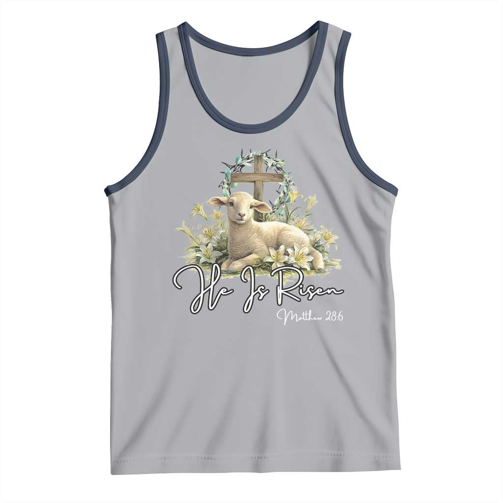 He Is Risen Tank Top Christian Religious Easter Day Bible Verse Sheep